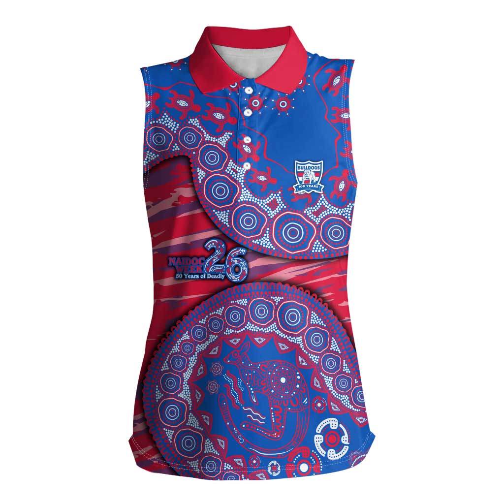 Western Bulldogs NAIDOC Week 2026 Women Sleeveless Polo Shirt Australian Aboriginal Dot Art Dreamtime Pattern Style