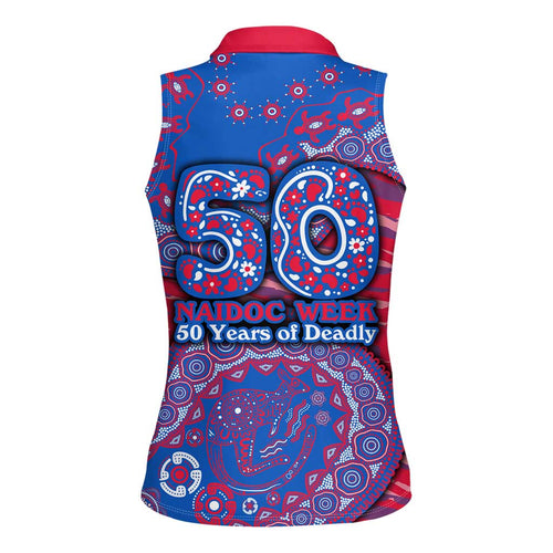 Western Bulldogs NAIDOC Week 2026 Women Sleeveless Polo Shirt Australian Aboriginal Dot Art Dreamtime Pattern Style