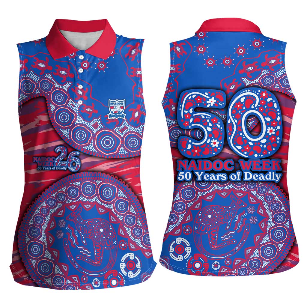Western Bulldogs NAIDOC Week 2026 Women Sleeveless Polo Shirt Australian Aboriginal Dot Art Dreamtime Pattern Style