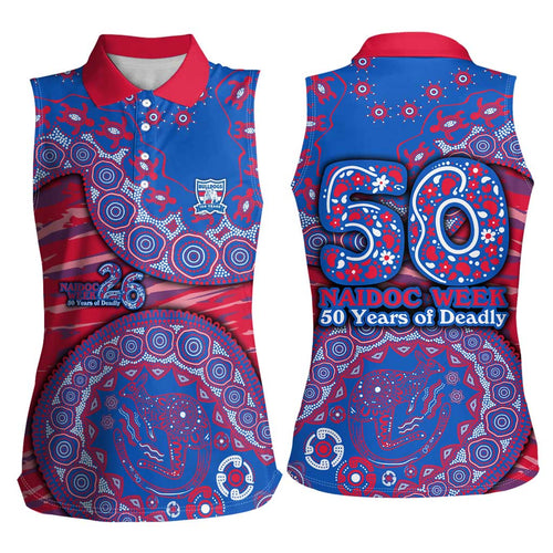 Western Bulldogs NAIDOC Week 2026 Women Sleeveless Polo Shirt Australian Aboriginal Dot Art Dreamtime Pattern Style