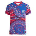 Western Bulldogs NAIDOC Week 2026 Women V-Neck T-Shirt Australian Aboriginal Dot Art Dreamtime Pattern Style
