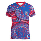 Western Bulldogs NAIDOC Week 2026 Women V-Neck T-Shirt Australian Aboriginal Dot Art Dreamtime Pattern Style