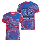 Western Bulldogs NAIDOC Week 2026 Women V-Neck T-Shirt Australian Aboriginal Dot Art Dreamtime Pattern Style