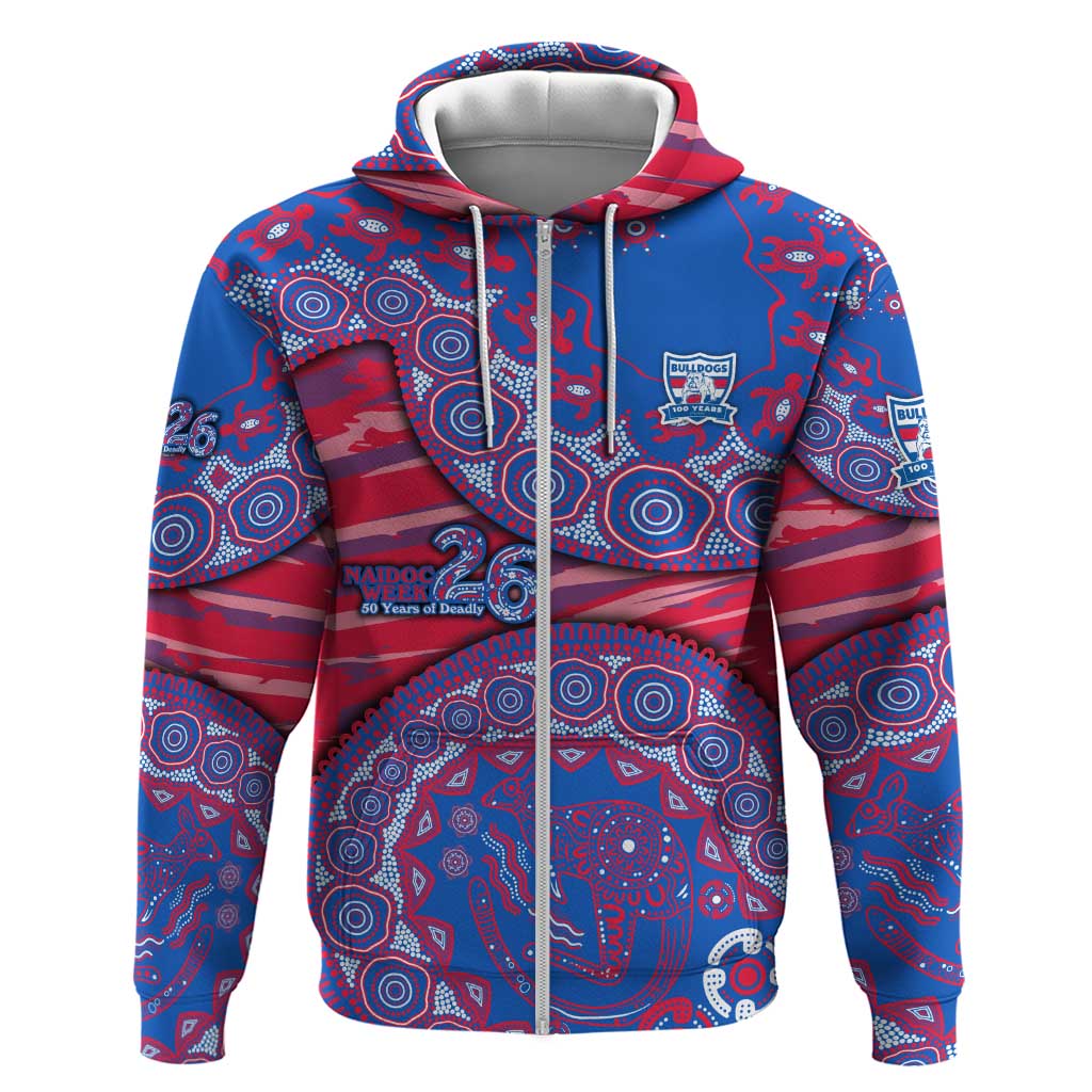 Western Bulldogs NAIDOC Week 2026 Zip Hoodie Australian Aboriginal Dot Art Dreamtime Pattern Style