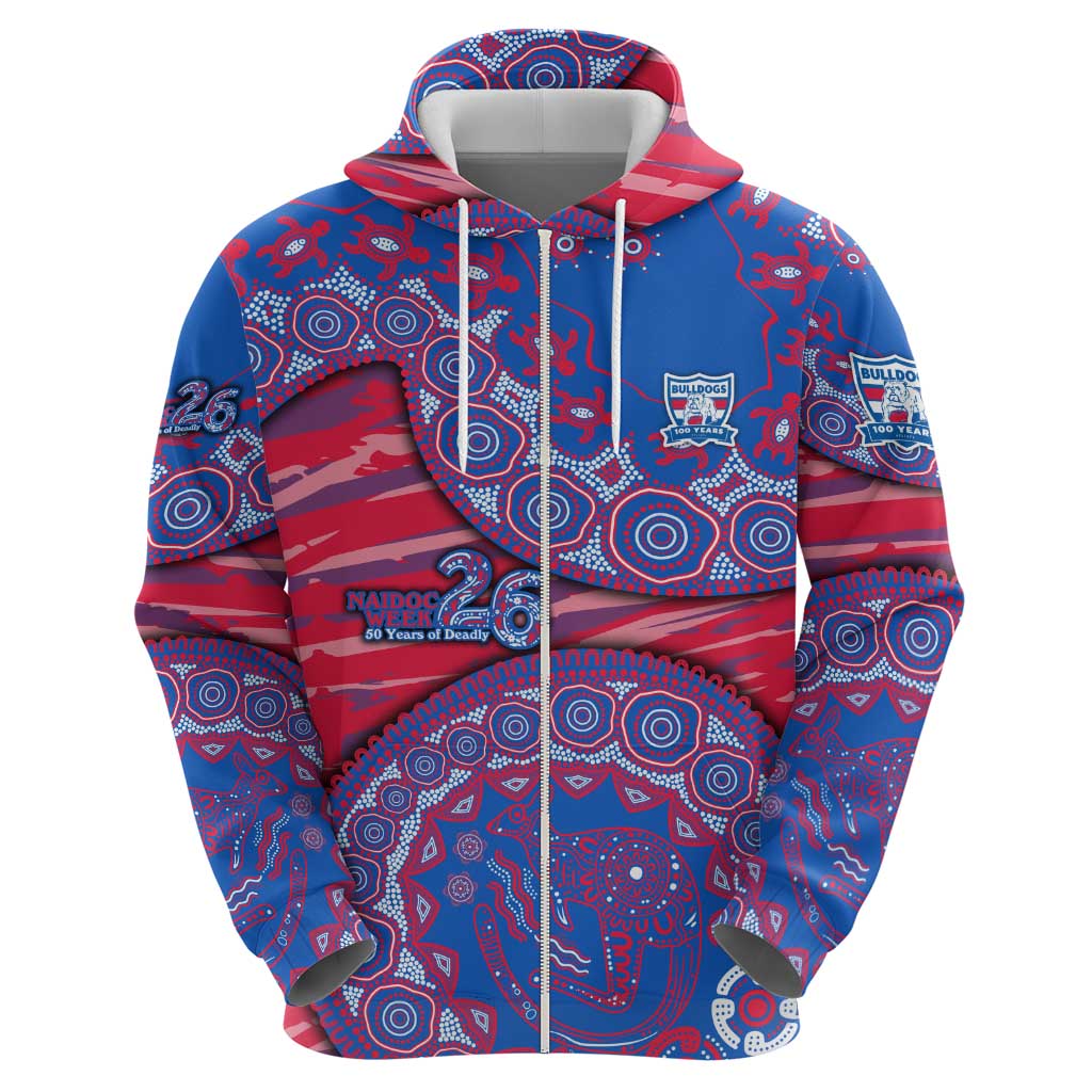 Western Bulldogs NAIDOC Week 2026 Zip Hoodie Australian Aboriginal Dot Art Dreamtime Pattern Style