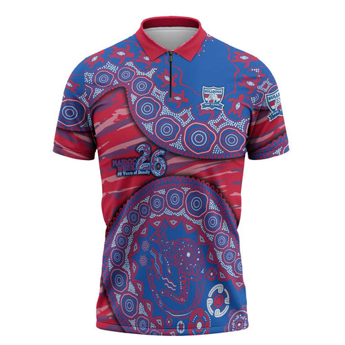 Western Bulldogs NAIDOC Week 2026 Zipper Polo Shirt Australian Aboriginal Dot Art Dreamtime Pattern Style
