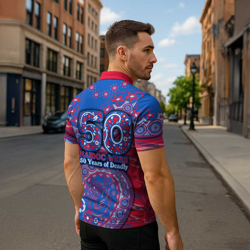 Western Bulldogs NAIDOC Week 2026 Zipper Polo Shirt Australian Aboriginal Dot Art Dreamtime Pattern Style