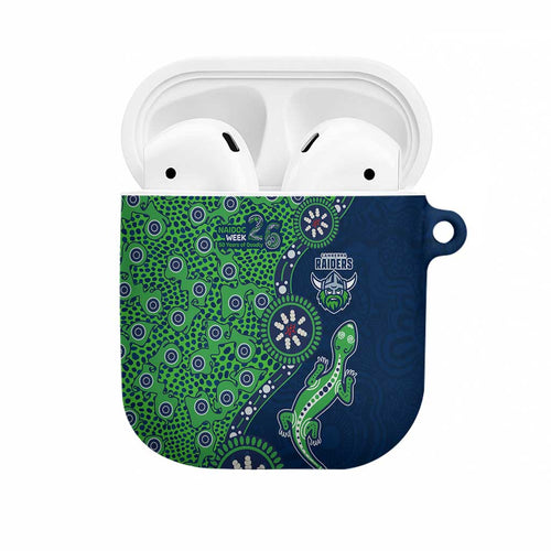 Canberra Raiders NAIDOC Week 2026 AirPods Case Aboriginal Lizard Dot Painting - 50 Years of Deadly
