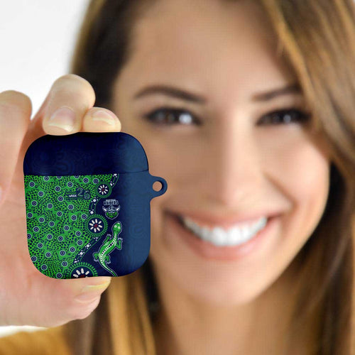 Canberra Raiders NAIDOC Week 2026 AirPods Case Aboriginal Lizard Dot Painting - 50 Years of Deadly