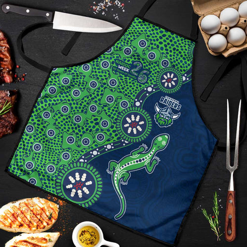 Canberra Raiders NAIDOC Week 2026 Apron Aboriginal Lizard Dot Painting - 50 Years of Deadly