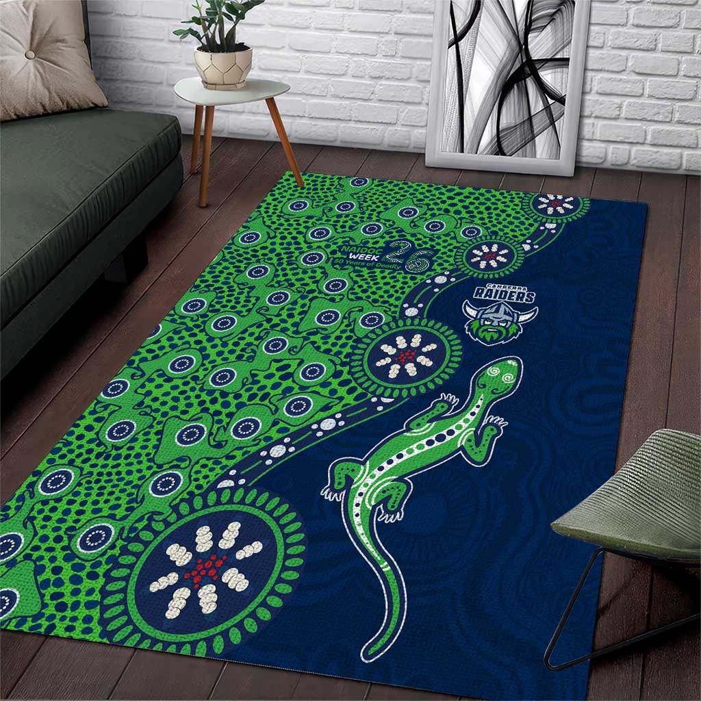 Canberra Raiders NAIDOC Week 2026 Area Rug Aboriginal Lizard Dot Painting - 50 Years of Deadly