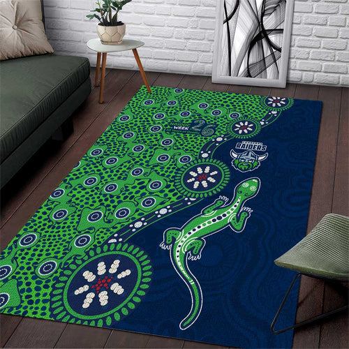 Canberra Raiders NAIDOC Week 2026 Area Rug Aboriginal Lizard Dot Painting - 50 Years of Deadly
