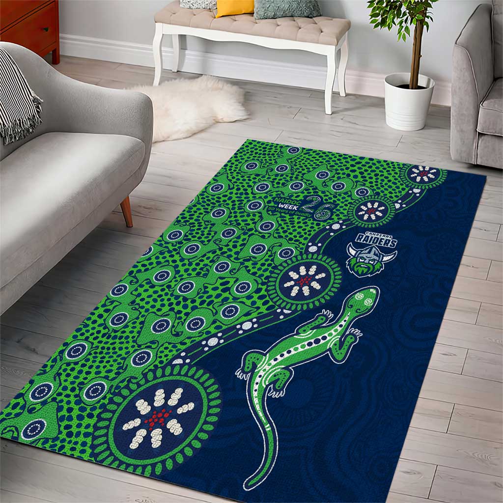 Canberra Raiders NAIDOC Week 2026 Area Rug Aboriginal Lizard Dot Painting - 50 Years of Deadly