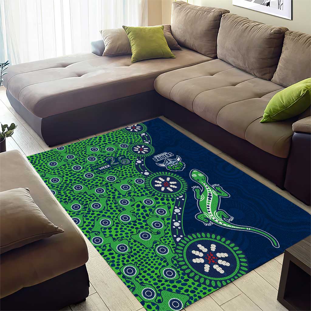 Canberra Raiders NAIDOC Week 2026 Area Rug Aboriginal Lizard Dot Painting - 50 Years of Deadly