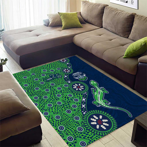 Canberra Raiders NAIDOC Week 2026 Area Rug Aboriginal Lizard Dot Painting - 50 Years of Deadly
