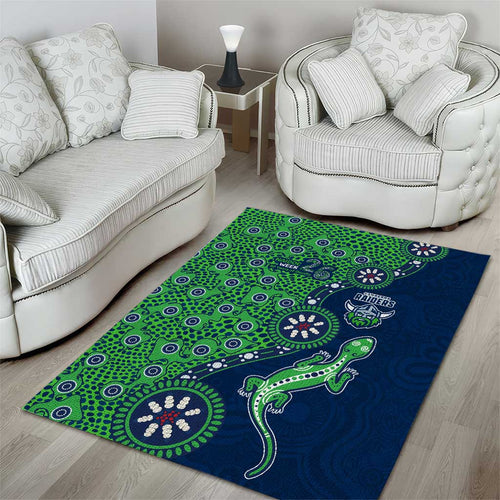 Canberra Raiders NAIDOC Week 2026 Area Rug Aboriginal Lizard Dot Painting - 50 Years of Deadly