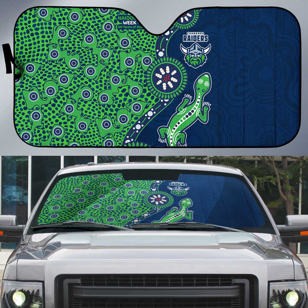 Canberra Raiders NAIDOC Week 2026 Auto Sun Shade Aboriginal Lizard Dot Painting - 50 Years of Deadly