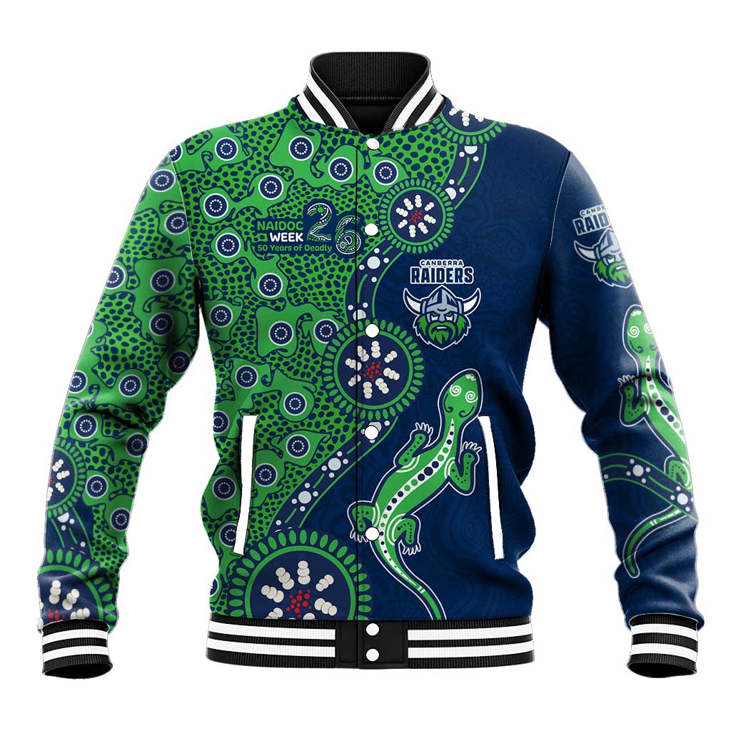 Canberra Raiders NAIDOC Week 2026 Baseball Jacket Aboriginal Lizard Dot Painting - 50 Years of Deadly