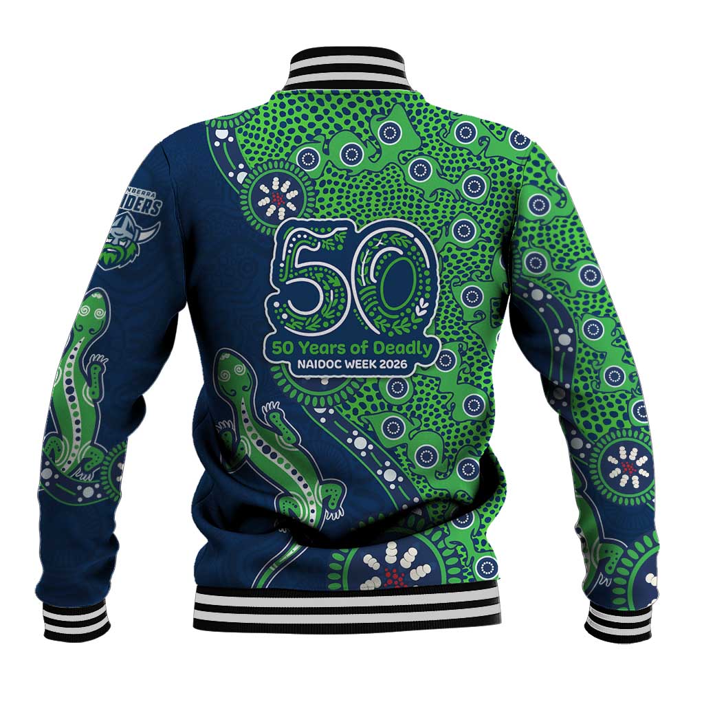 Canberra Raiders NAIDOC Week 2026 Baseball Jacket Aboriginal Lizard Dot Painting - 50 Years of Deadly