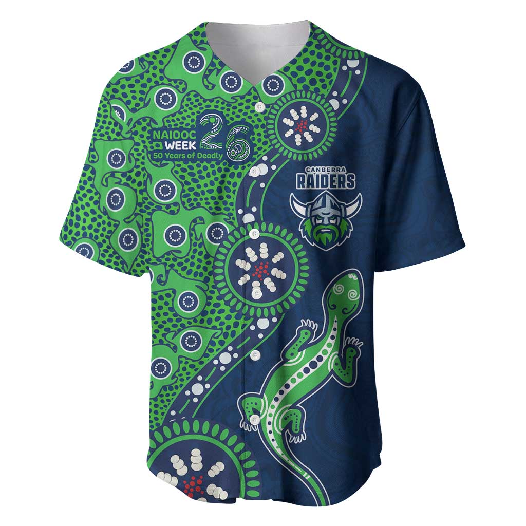 Canberra Raiders NAIDOC Week 2026 Baseball Jersey Aboriginal Lizard Dot Painting - 50 Years of Deadly