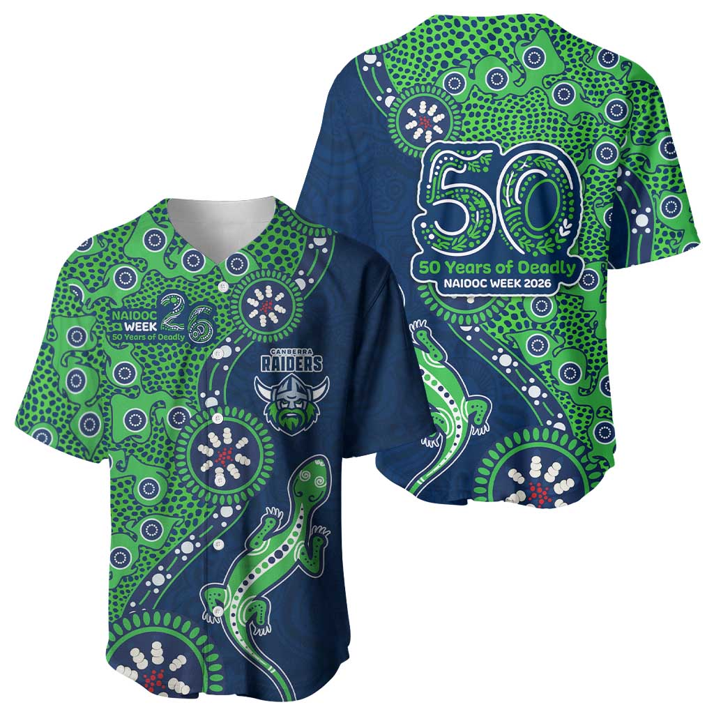 Canberra Raiders NAIDOC Week 2026 Baseball Jersey Aboriginal Lizard Dot Painting - 50 Years of Deadly