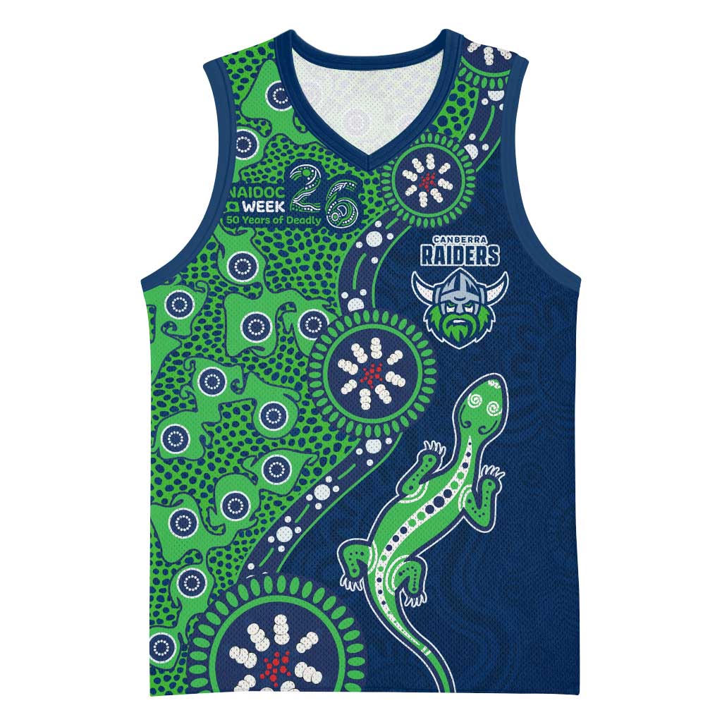 Canberra Raiders NAIDOC Week 2026 Basketball Jersey Aboriginal Lizard Dot Painting - 50 Years of Deadly