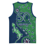 Canberra Raiders NAIDOC Week 2026 Basketball Jersey Aboriginal Lizard Dot Painting - 50 Years of Deadly