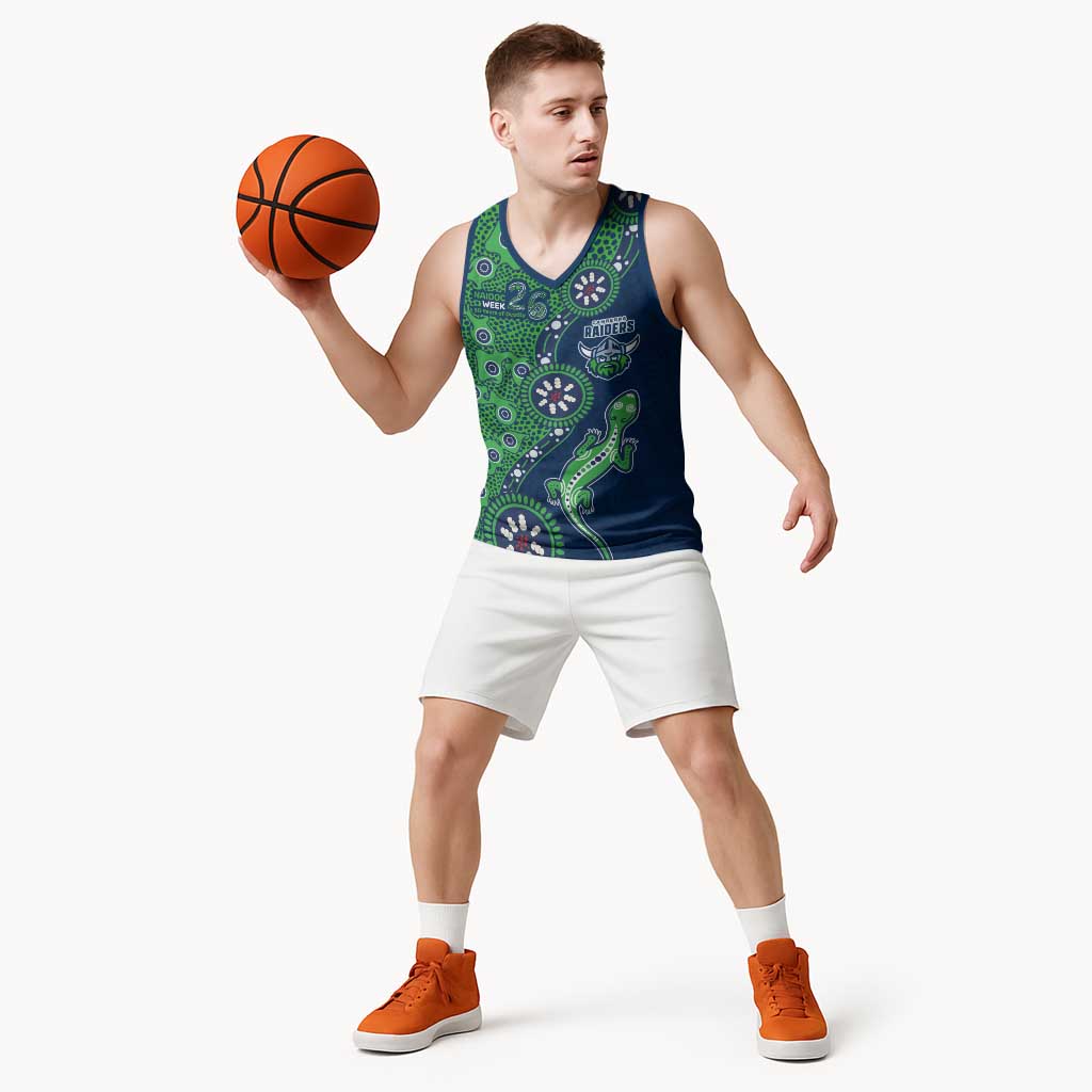 Canberra Raiders NAIDOC Week 2026 Basketball Jersey Aboriginal Lizard Dot Painting - 50 Years of Deadly