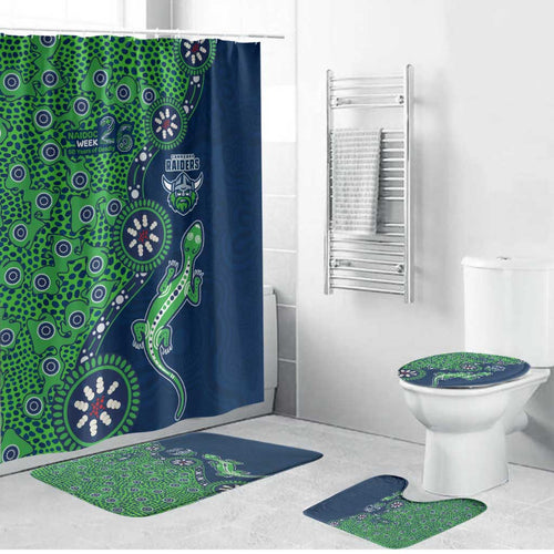 Canberra Raiders NAIDOC Week 2026 Bathroom Set Aboriginal Lizard Dot Painting - 50 Years of Deadly