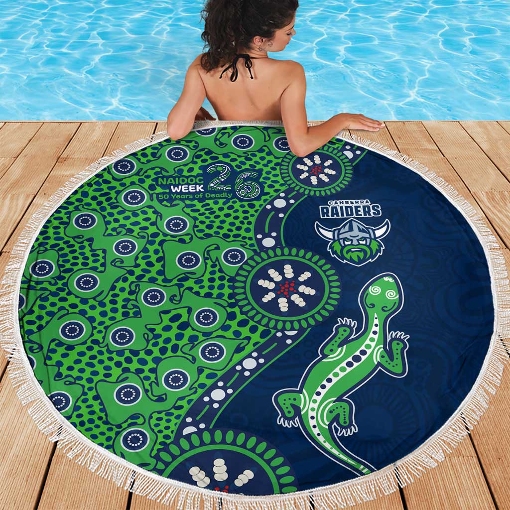 Canberra Raiders NAIDOC Week 2026 Beach Blanket Aboriginal Lizard Dot Painting - 50 Years of Deadly