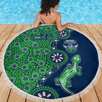 Canberra Raiders NAIDOC Week 2026 Beach Blanket Aboriginal Lizard Dot Painting - 50 Years of Deadly