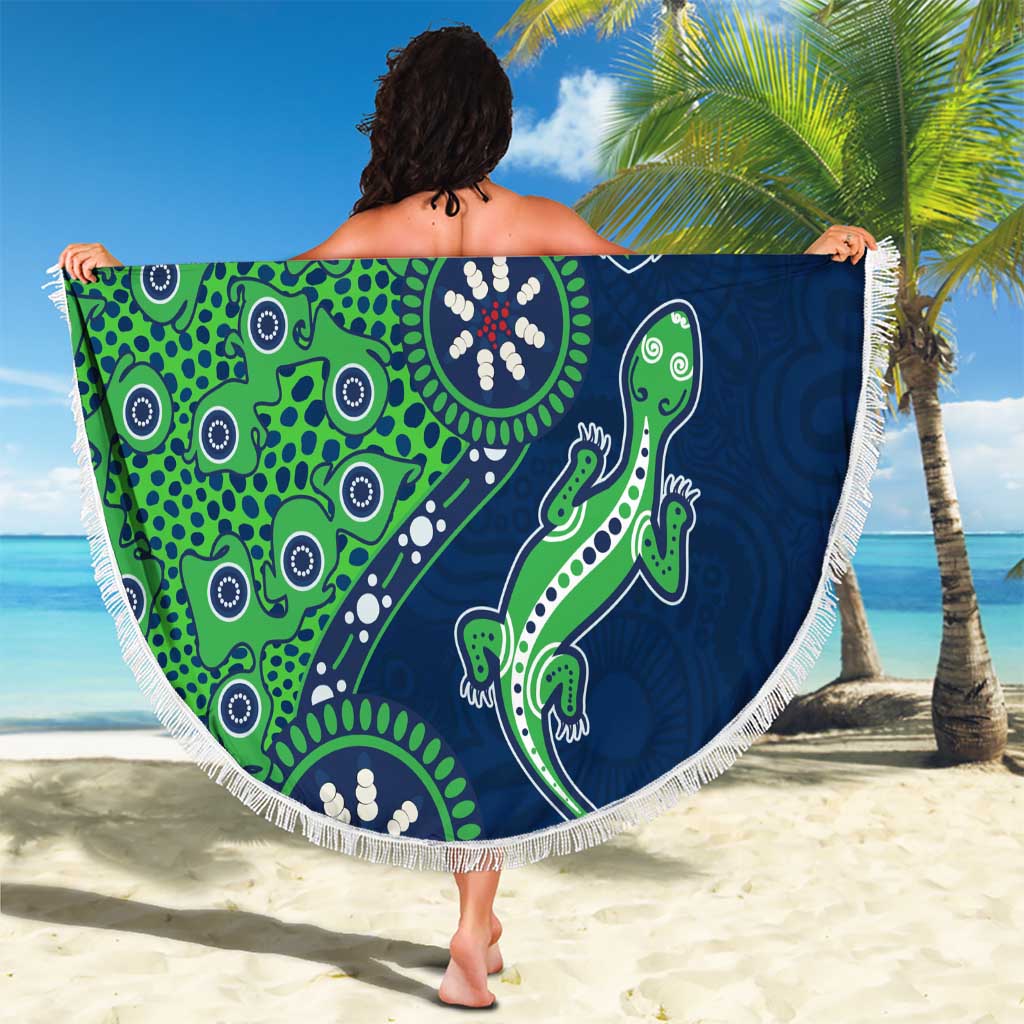 Canberra Raiders NAIDOC Week 2026 Beach Blanket Aboriginal Lizard Dot Painting - 50 Years of Deadly