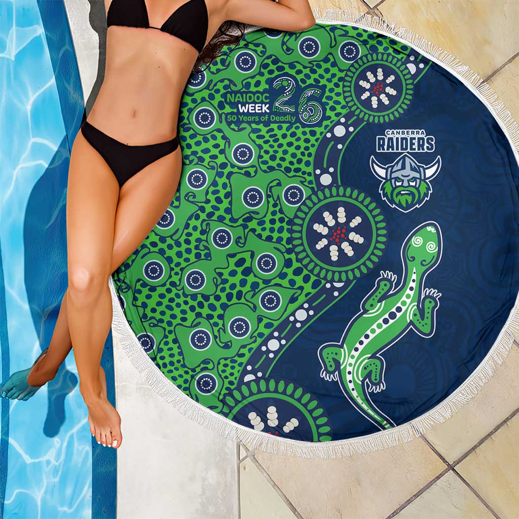 Canberra Raiders NAIDOC Week 2026 Beach Blanket Aboriginal Lizard Dot Painting - 50 Years of Deadly