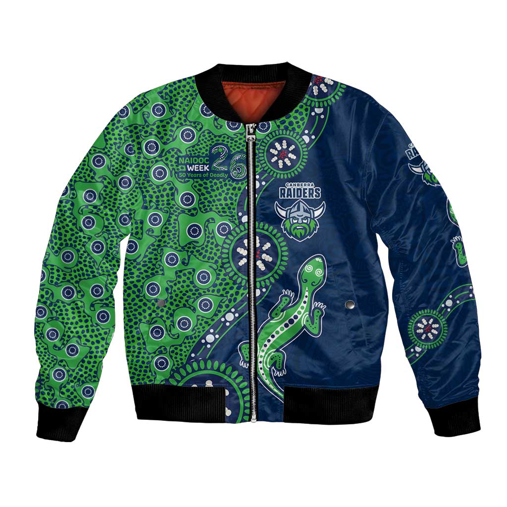 Canberra Raiders NAIDOC Week 2026 Bomber Jacket Aboriginal Lizard Dot Painting - 50 Years of Deadly