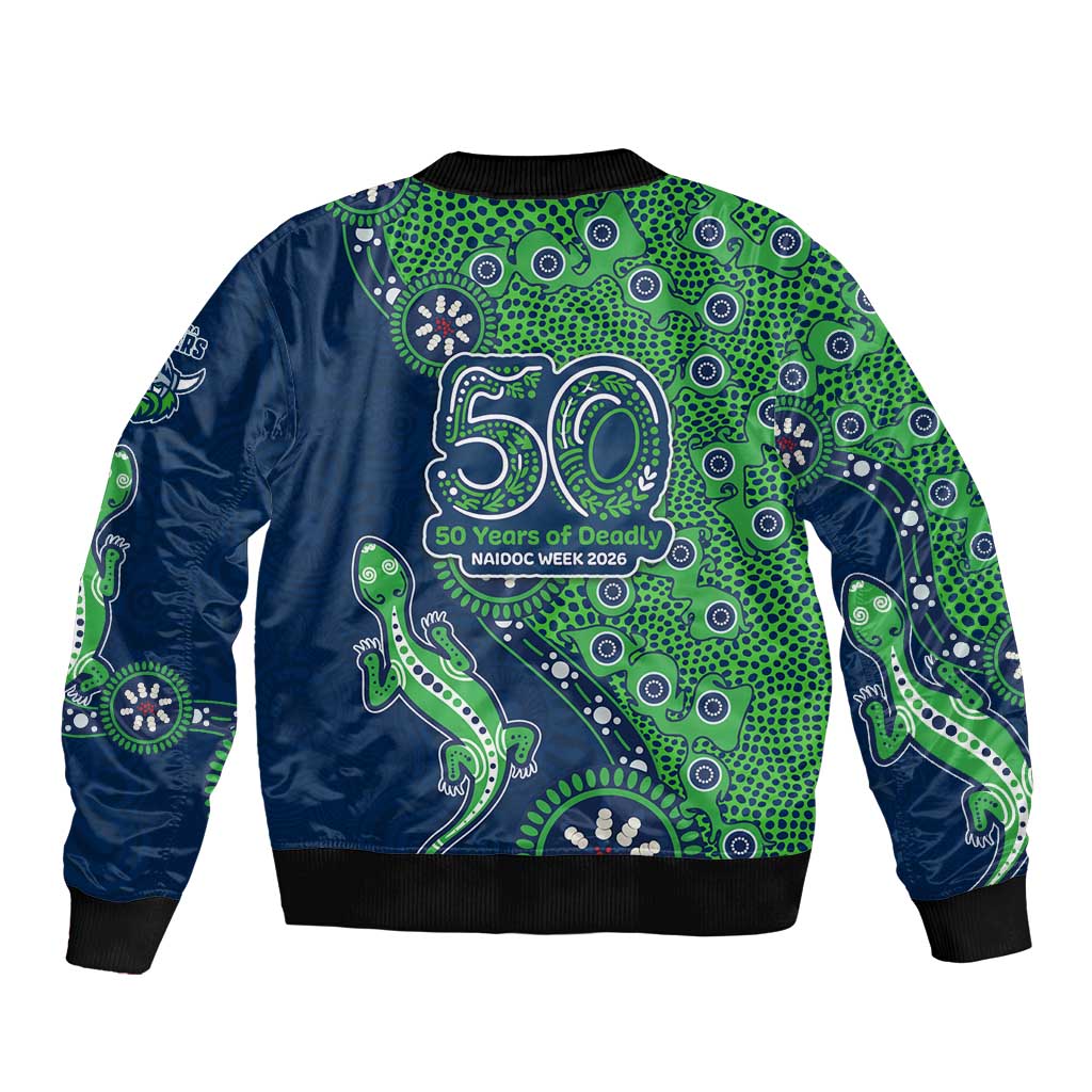 Canberra Raiders NAIDOC Week 2026 Bomber Jacket Aboriginal Lizard Dot Painting - 50 Years of Deadly