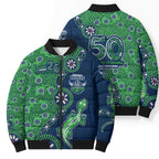 Canberra Raiders NAIDOC Week 2026 Bomber Puffer Jacket Aboriginal Lizard Dot Painting - 50 Years of Deadly