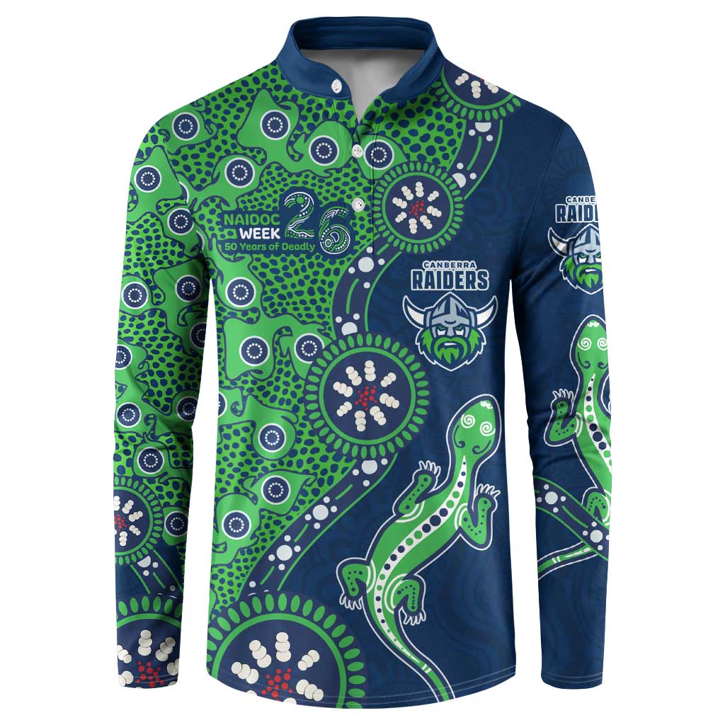 Canberra Raiders NAIDOC Week 2026 Button Sweatshirt Aboriginal Lizard Dot Painting - 50 Years of Deadly