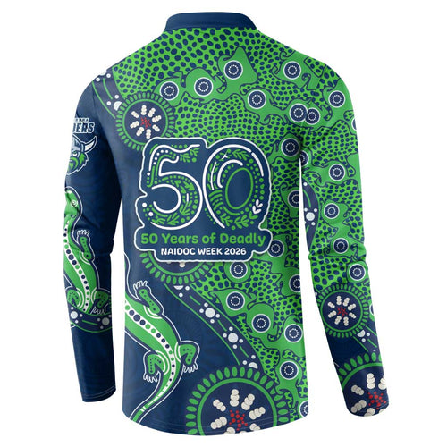 Canberra Raiders NAIDOC Week 2026 Button Sweatshirt Aboriginal Lizard Dot Painting - 50 Years of Deadly