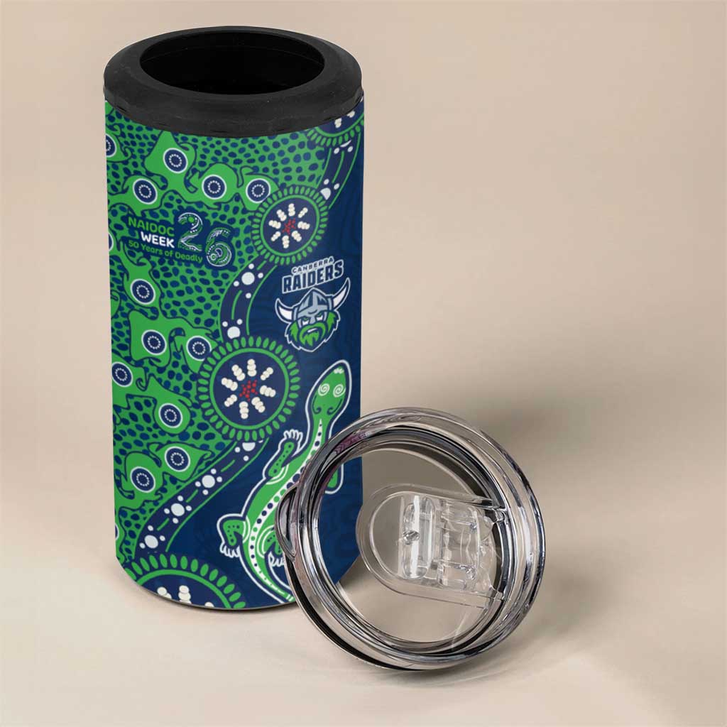 Canberra Raiders NAIDOC Week 2026 4 in 1 Can Cooler Tumbler Aboriginal Lizard Dot Painting - 50 Years of Deadly