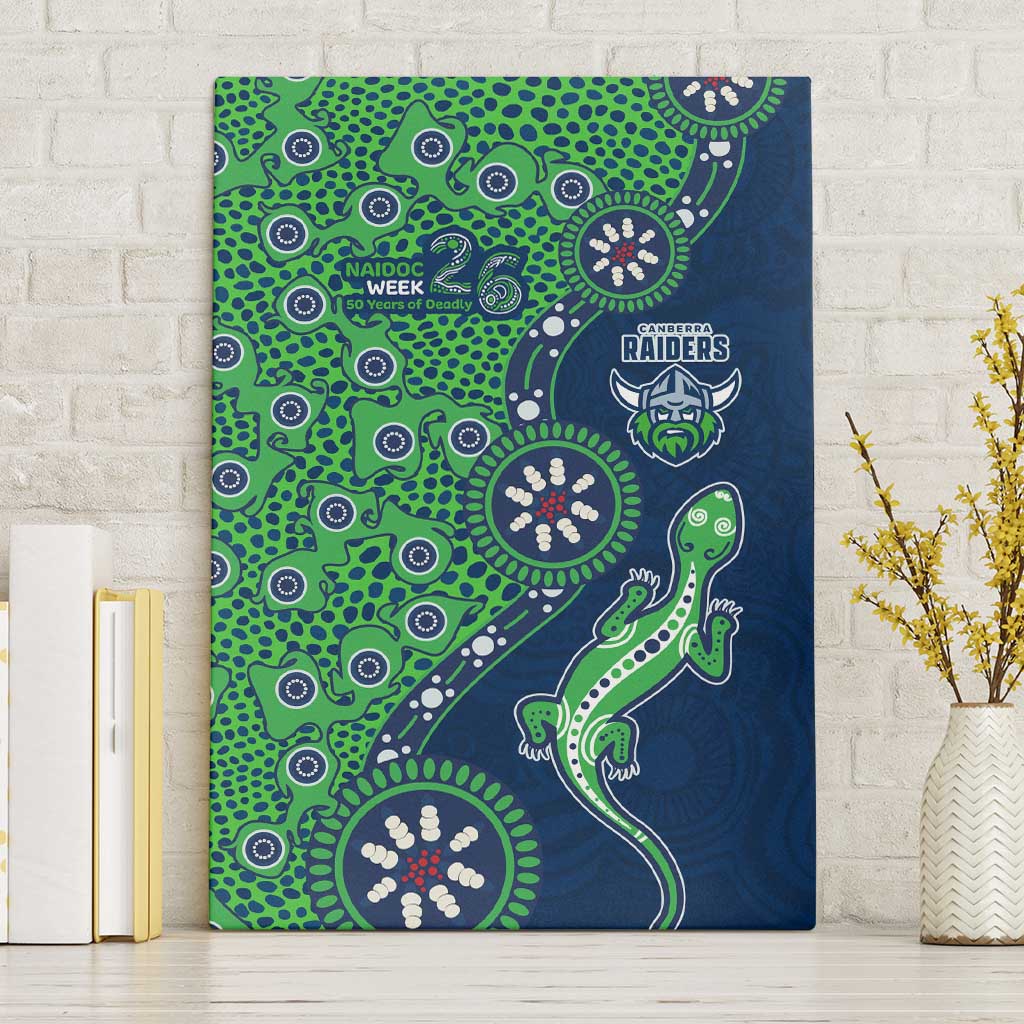 Canberra Raiders NAIDOC Week 2026 Canvas Wall Art Aboriginal Lizard Dot Painting - 50 Years of Deadly