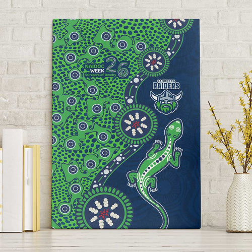Canberra Raiders NAIDOC Week 2026 Canvas Wall Art Aboriginal Lizard Dot Painting - 50 Years of Deadly
