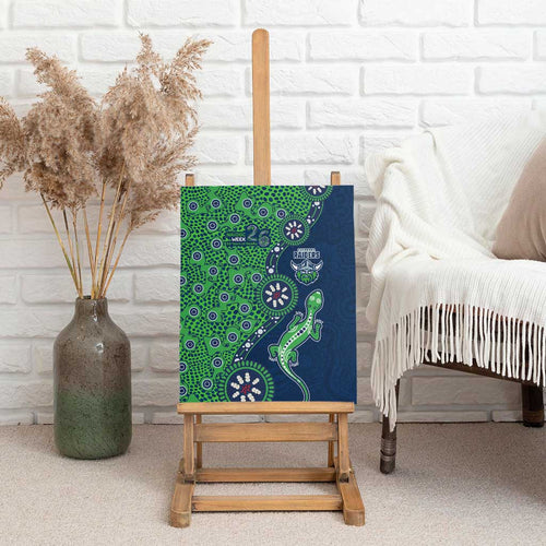 Canberra Raiders NAIDOC Week 2026 Canvas Wall Art Aboriginal Lizard Dot Painting - 50 Years of Deadly