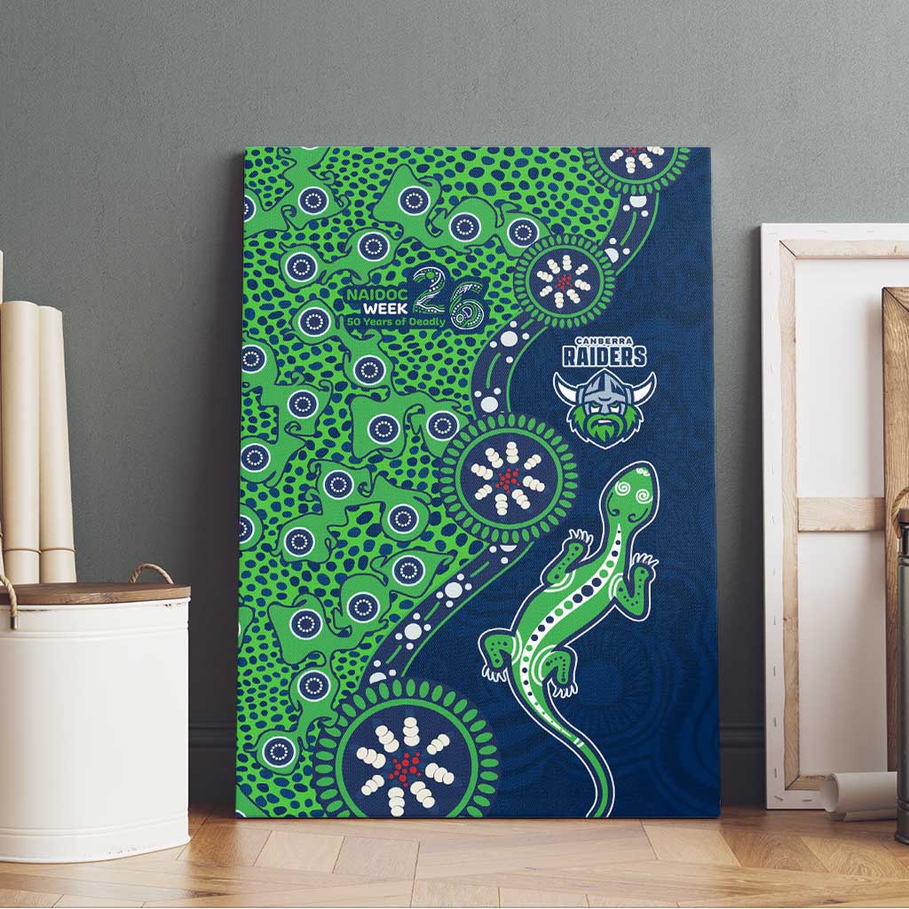 Canberra Raiders NAIDOC Week 2026 Canvas Wall Art Aboriginal Lizard Dot Painting - 50 Years of Deadly
