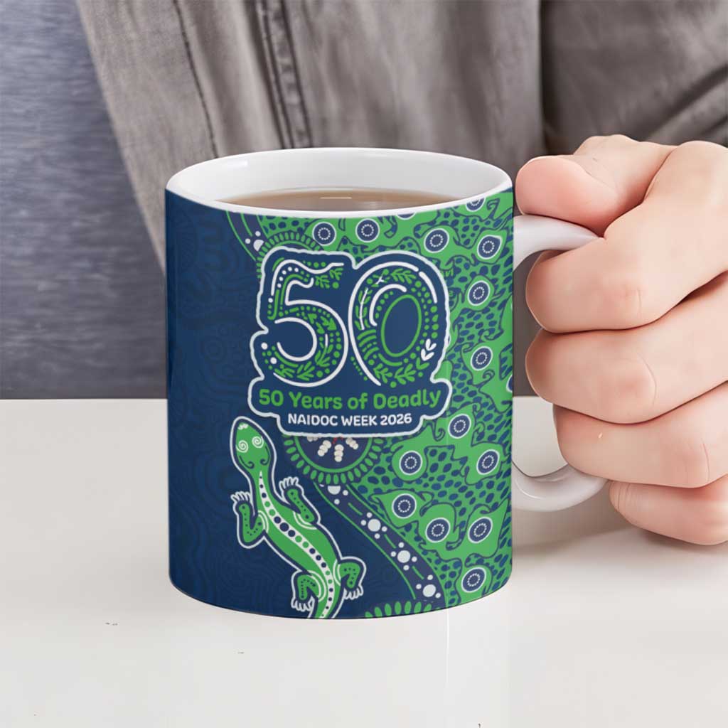 Canberra Raiders NAIDOC Week 2026 Ceramic Mug Aboriginal Lizard Dot Painting - 50 Years of Deadly
