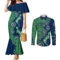 Canberra Raiders NAIDOC Week 2026 Couples Matching Mermaid Dress and Long Sleeve Button Shirt Aboriginal Lizard Dot Painting - 50 Years of Deadly