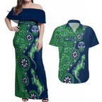 Canberra Raiders NAIDOC Week 2026 Couples Matching Off Shoulder Maxi Dress and Hawaiian Shirt Aboriginal Lizard Dot Painting - 50 Years of Deadly