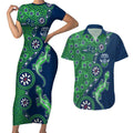 Canberra Raiders NAIDOC Week 2026 Couples Matching Short Sleeve Bodycon Dress and Hawaiian Shirt Aboriginal Lizard Dot Painting - 50 Years of Deadly