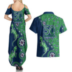 Canberra Raiders NAIDOC Week 2026 Couples Matching Summer Maxi Dress and Hawaiian Shirt Aboriginal Lizard Dot Painting - 50 Years of Deadly