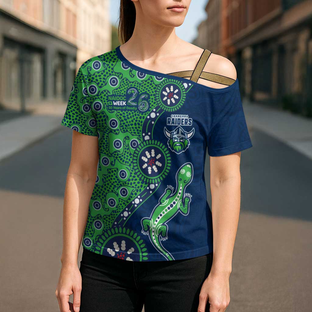Canberra Raiders NAIDOC Week 2026 Cross Shoulder Shirt Aboriginal Lizard Dot Painting - 50 Years of Deadly