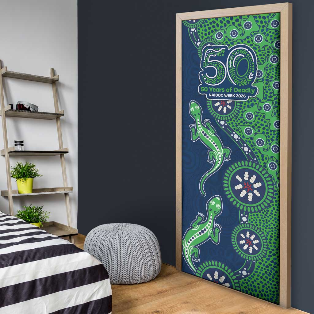 Canberra Raiders NAIDOC Week 2026 Door Cover Aboriginal Lizard Dot Painting - 50 Years of Deadly